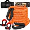 Nilight 2PCS Synthetic Soft Shackle 1/2″ x 24″ & Recovery Ring Kit – 56,000 LBS Shackle Breaking Strength with 46,000 LBS MBS Snatch Pulley for 4×4 Truck SUV ATV UTV Off-Road Vehicle Extraction (Gray)(1in x 30ft Rope+2Pcs Anti-Theft D-Ring Shackles)