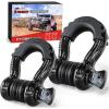 Nilight 3/4 inch D Ring Shackle 2 Pack 19T (41,887 lbs) Break Strength 4.75T WLL Heavy Duty Towing Hook with Anti-Theft System Anti-Rattle Isolators for Truck Jeep SUV ATV UTV Recovery Black(Black 3/4″ 2 Pack)