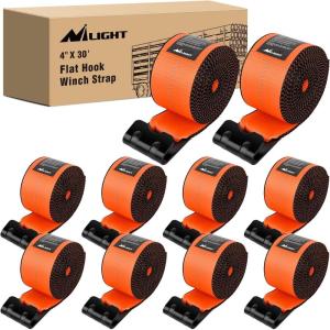 Nilight 2PCS Synthetic Soft Shackle 1/2″ x 24″ & Recovery Ring Kit – 56,000 LBS Shackle Breaking Strength with 46,000 LBS MBS Snatch Pulley for 4×4 Truck SUV ATV UTV Off-Road Vehicle Extraction (Gray)(4in x 30ft Truck Straps 10PCS Orange)