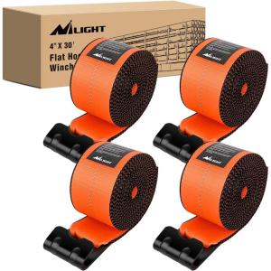 Nilight 2PCS Synthetic Soft Shackle 1/2″ x 24″ & Recovery Ring Kit – 56,000 LBS Shackle Breaking Strength with 46,000 LBS MBS Snatch Pulley for 4×4 Truck SUV ATV UTV Off-Road Vehicle Extraction (Gray)(4in x 30ft Truck Straps 4PCS Orange)