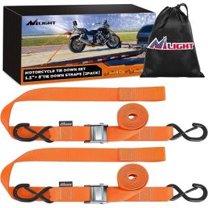 Nilight 2PCS Synthetic Soft Shackle 1/2″ x 24″ & Recovery Ring Kit – 56,000 LBS Shackle Breaking Strength with 46,000 LBS MBS Snatch Pulley for 4×4 Truck SUV ATV UTV Off-Road Vehicle Extraction (Gray)(1.5in x 8ft Motorcycle Tie Down Straps)