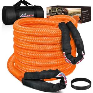 Nilight 2PCS Synthetic Soft Shackle 1/2″ x 24″ & Recovery Ring Kit – 56,000 LBS Shackle Breaking Strength with 46,000 LBS MBS Snatch Pulley for 4×4 Truck SUV ATV UTV Off-Road Vehicle Extraction (Gray)(1in x 20ft Rope)