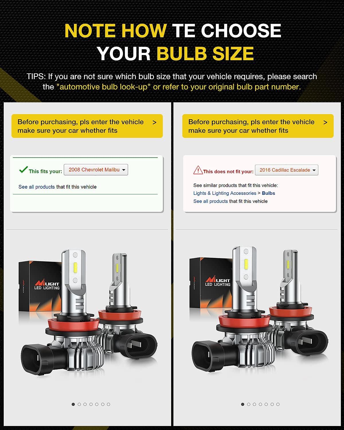 image:imageEF1 H11 LED Fog Light Bulbs Nilight H8H16 LED Fog Light DRL Bulbs Conversion Kit for Cars Trucks Cool White 2 Count Pack of 1