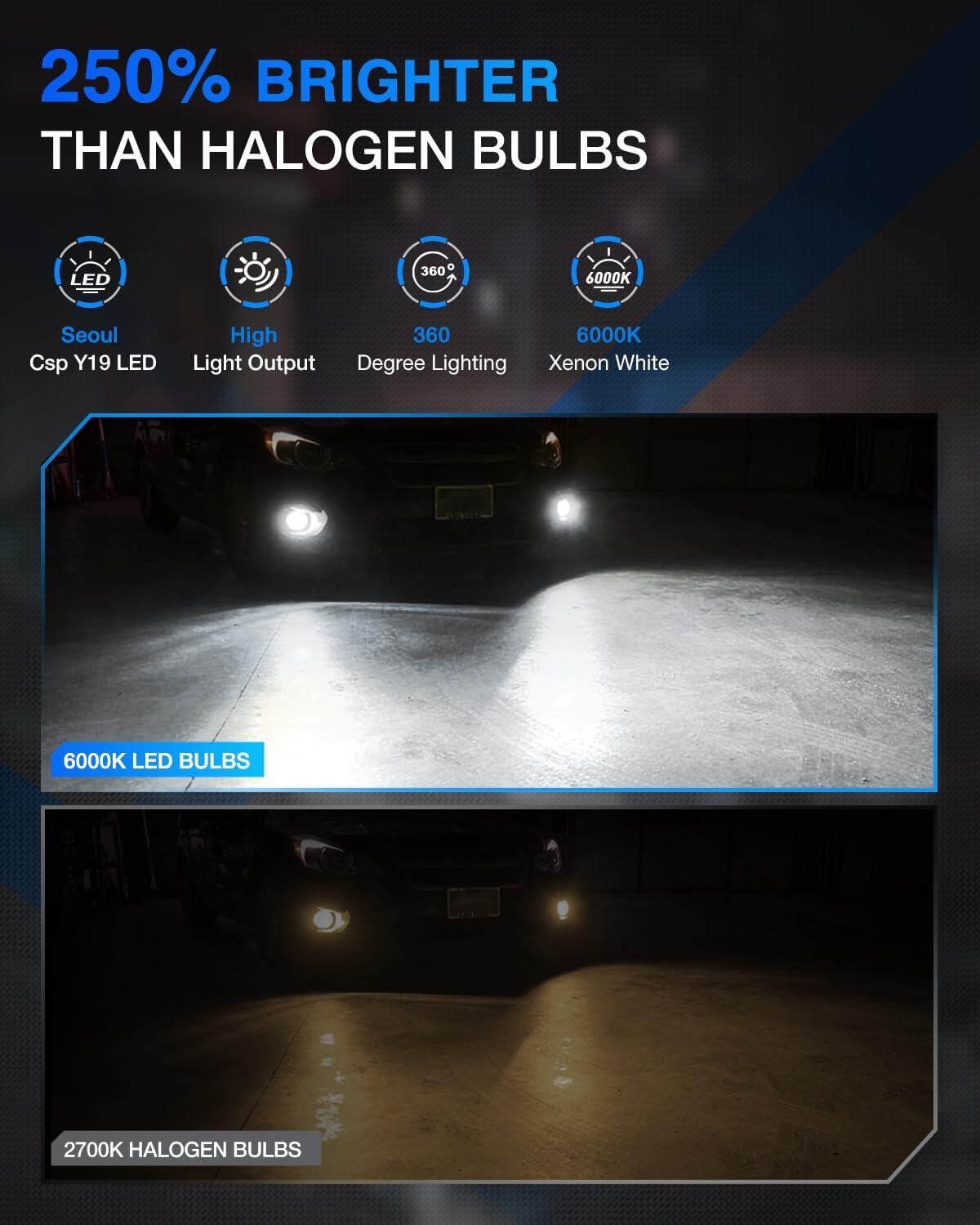 image:imageNilight EF2 880 LED Fog Light Bulbs 250 Brightness 6000K Cool White11 Mini Size Halogen Replacement885893 899 LED Fog Light DRL Conversion KitPack of 2White