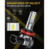 EF1 H11 LED Fog Light Bulbs, Nilight H8/H16 LED Fog Light DRL Bulbs Conversion Kit for Cars Trucks, Cool White, 2 Count (Pack of 1)