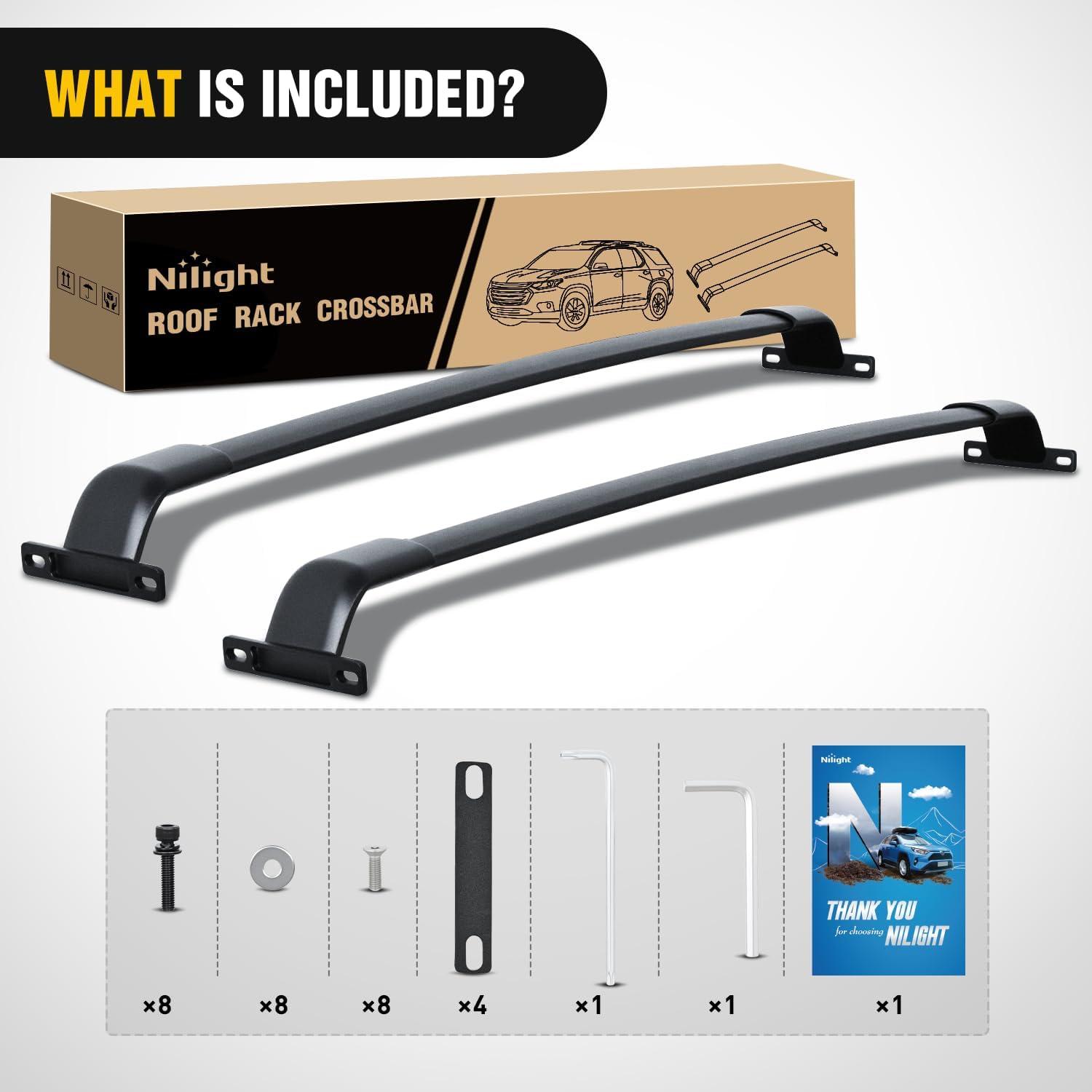 image:imageNilight Roof Rack Cross Bars Compatible with Subaru Outback Wilderness 2022 2023 2024 with Side Rails Adjustable Aluminum Less Wind Noise Car Crossbars for Cargo Carrier Luggage Kayak Tent SnowboardChevy Traverse 20182021