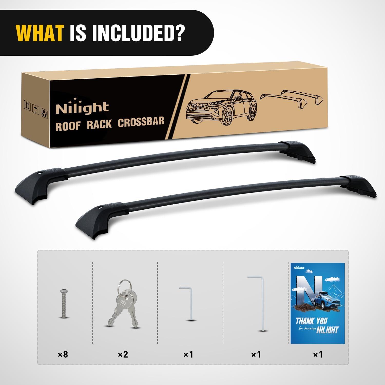 image:imageNilight Roof Rack Cross Bars Compatible with Subaru Outback Wilderness 2022 2023 2024 with Side Rails Adjustable Aluminum Less Wind Noise Car Crossbars for Cargo Carrier Luggage Kayak Tent SnowboardToyota Highlander 20202025