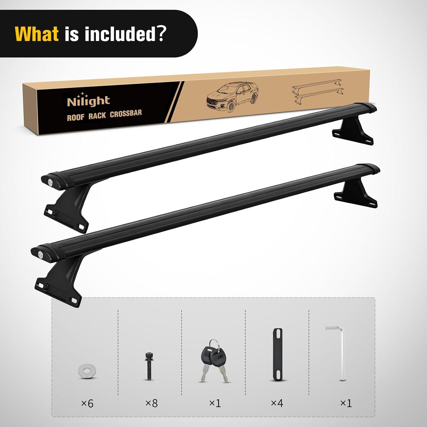 image:imageNilight Roof Rack Cross Bars Compatible with Subaru Outback Wilderness 2022 2023 2024 with Side Rails Adjustable Aluminum Less Wind Noise Car Crossbars for Cargo Carrier Luggage Kayak Tent SnowboardChevy Traverse 20222024
