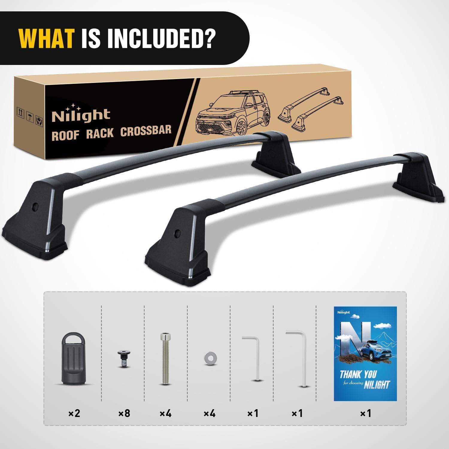 image:imageNilight Roof Rack Cross Bars Compatible with Subaru Outback Wilderness 2022 2023 2024 with Side Rails Adjustable Aluminum Less Wind Noise Car Crossbars for Cargo Carrier Luggage Kayak Tent SnowboardKia Soul 20202022