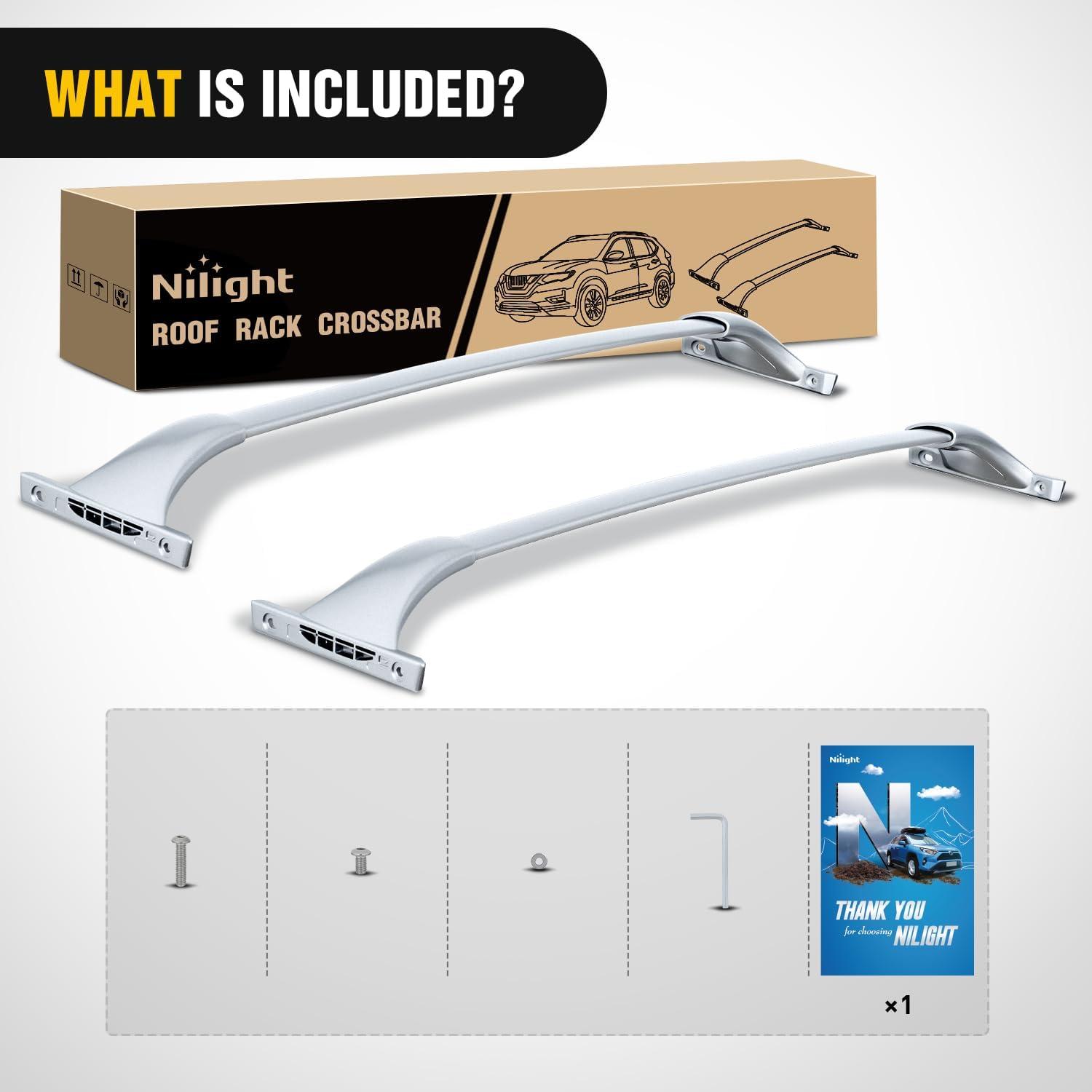 image:imageNilight Roof Rack Cross Bars Compatible with Subaru Outback Wilderness 2022 2023 2024 with Side Rails Adjustable Aluminum Less Wind Noise Car Crossbars for Cargo Carrier Luggage Kayak Tent SnowboardNissan Rogue 20142020
