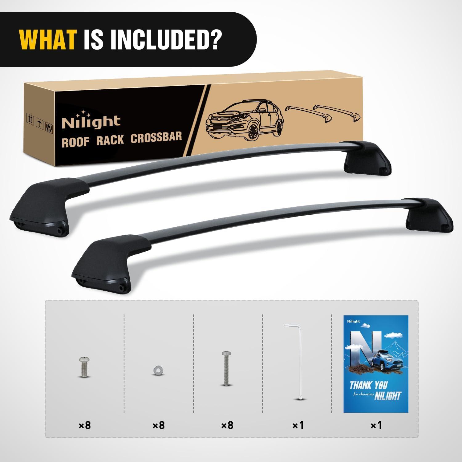 image:imageNilight Roof Rack Cross Bars Compatible with Subaru Outback Wilderness 2022 2023 2024 with Side Rails Adjustable Aluminum Less Wind Noise Car Crossbars for Cargo Carrier Luggage Kayak Tent SnowboardHonda CRV 20122016