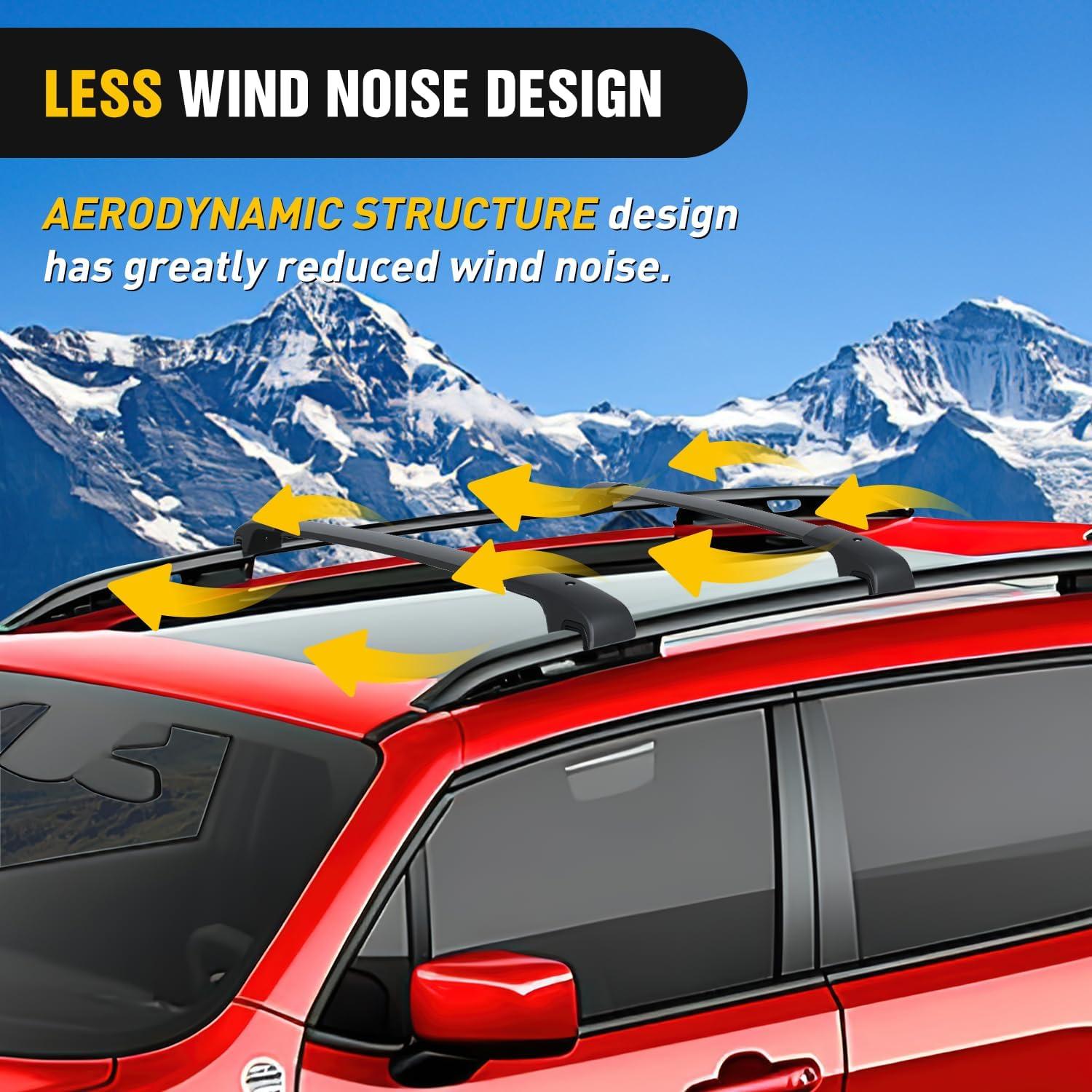 image:imageNilight Roof Rack Cross Bars Compatible with Subaru Outback Wilderness 2022 2023 2024 with Side Rails Adjustable Aluminum Less Wind Noise Car Crossbars for Cargo Carrier Luggage Kayak Tent SnowboardJeep Renegade 20152021