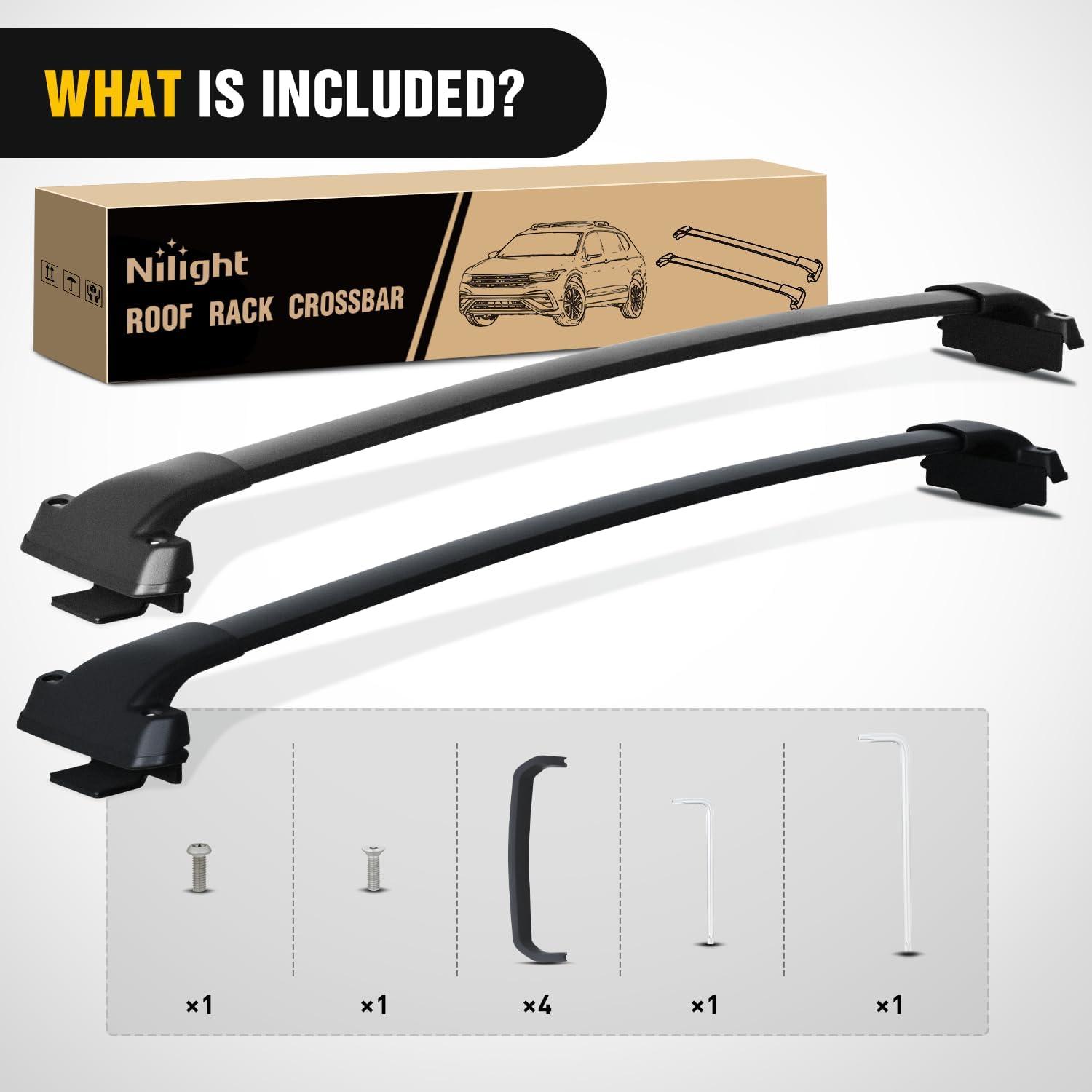 image:imageNilight Roof Rack Cross Bars Compatible with Subaru Outback Wilderness 2022 2023 2024 with Side Rails Adjustable Aluminum Less Wind Noise Car Crossbars for Cargo Carrier Luggage Kayak Tent SnowboardVolkswagen Tiguan 20182024 Taos 20222024