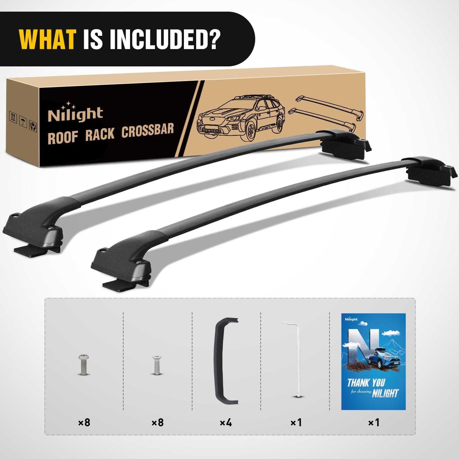 image:imageNilight Roof Rack Cross Bars Compatible with Subaru Outback Wilderness 2022 2023 2024 with Side Rails Adjustable Aluminum Less Wind Noise Car Crossbars for Cargo Carrier Luggage Kayak Tent SnowboardSubaru Outback Wilderness 20222024