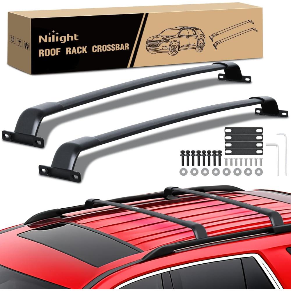 image:imageNilight Roof Rack Cross Bars Compatible with Subaru Outback Wilderness 2022 2023 2024 with Side Rails Adjustable Aluminum Less Wind Noise Car Crossbars for Cargo Carrier Luggage Kayak Tent SnowboardChevy Traverse 20182021
