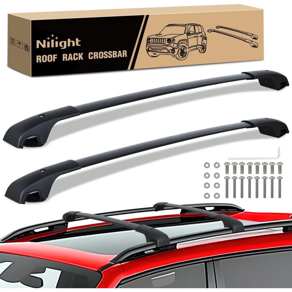 image:imageNilight Roof Rack Cross Bars Compatible with Subaru Outback Wilderness 2022 2023 2024 with Side Rails Adjustable Aluminum Less Wind Noise Car Crossbars for Cargo Carrier Luggage Kayak Tent SnowboardJeep Renegade 20152021