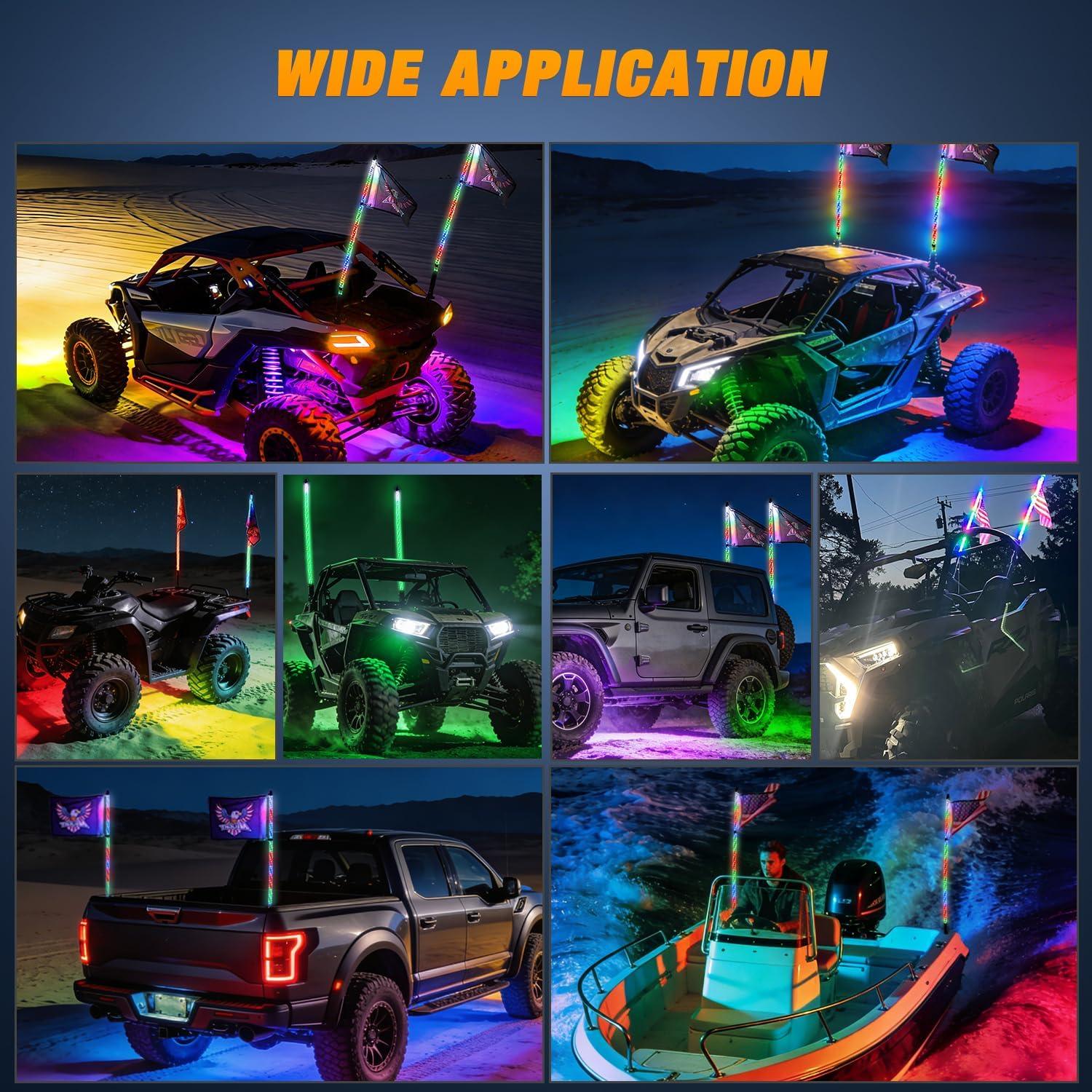 image:imageNilight 1PC 4FT Spiral RGB Led Whip Light with Spring Base Chasing Light RF Remote Control Lighted Antenna Whips for CanAm ATV UTV RZR Polaris Dune Buggy Offroad Truck 2 Years WarrantyRGBRemote APP Control