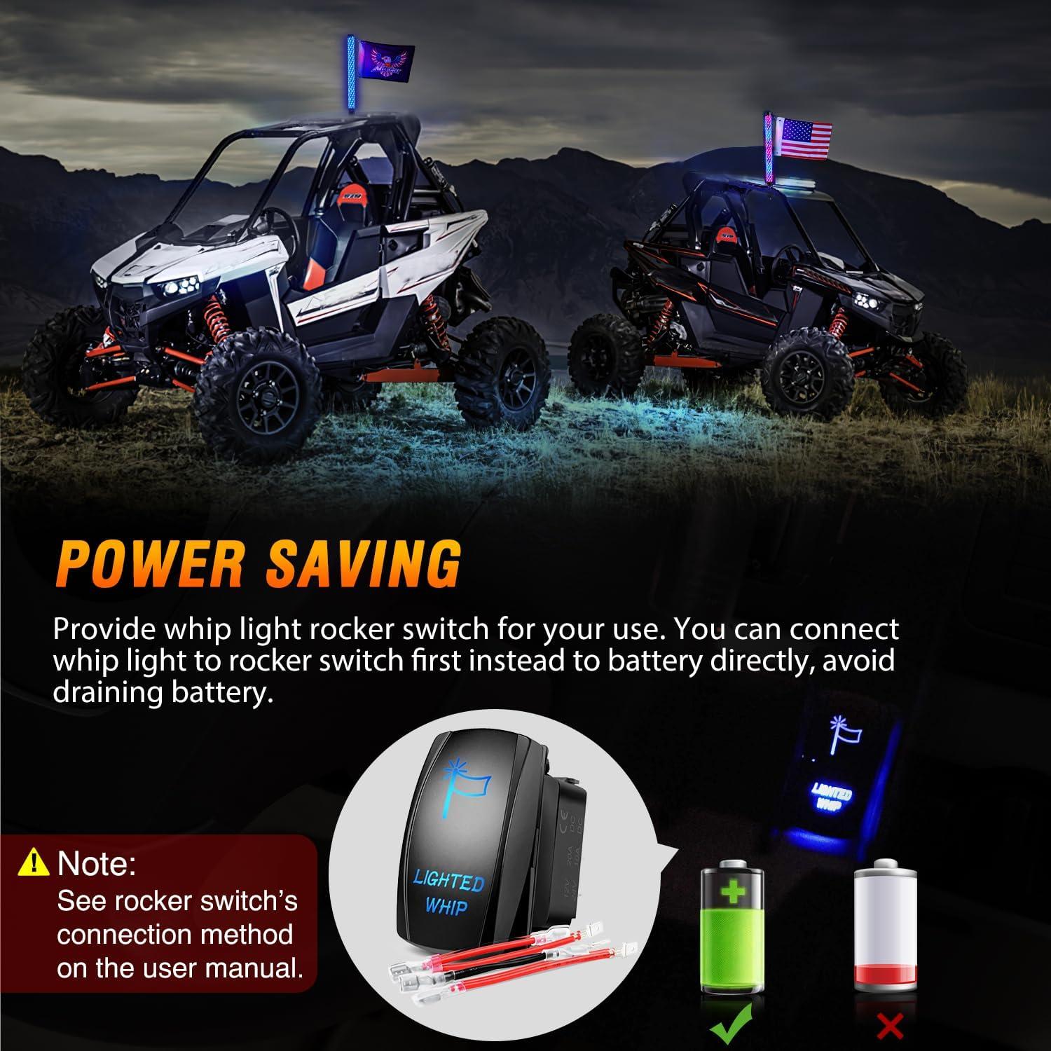 image:imageNilight 1PC 4FT Spiral RGB Led Whip Light with Spring Base Chasing Light RF Remote Control Lighted Antenna Whips for CanAm ATV UTV RZR Polaris Dune Buggy Offroad Truck 2 Years WarrantyRGB FatRemote APP Control