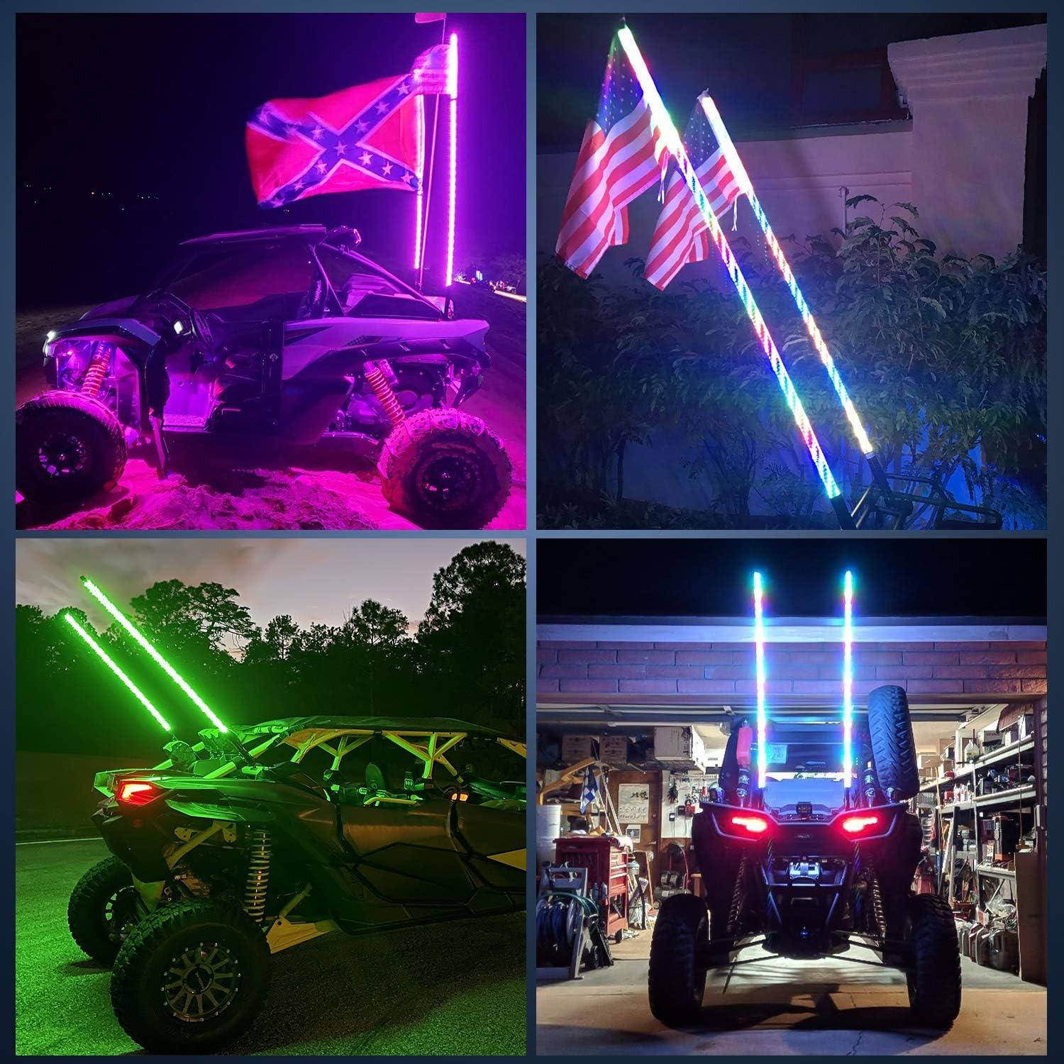 image:imageNilight 1PC 4FT Spiral RGB Led Whip Light with Spring Base Chasing Light RF Remote Control Lighted Antenna Whips for CanAm ATV UTV RZR Polaris Dune Buggy Offroad Truck 2 Years WarrantyRGBRemote Control