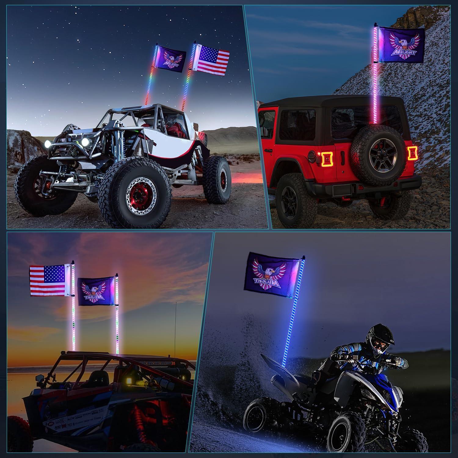 image:imageNilight 1PC 4FT Spiral RGB Led Whip Light with Spring Base Chasing Light RF Remote Control Lighted Antenna Whips for CanAm ATV UTV RZR Polaris Dune Buggy Offroad Truck 2 Years WarrantyRGB COBRemote APP Control