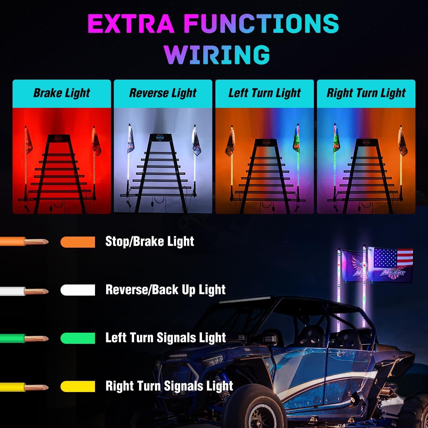 image:imageNilight 1PC 4FT Spiral RGB Led Whip Light with Spring Base Chasing Light RF Remote Control Lighted Antenna Whips for CanAm ATV UTV RZR Polaris Dune Buggy Offroad Truck 2 Years WarrantyRGB COBRemote APP Control