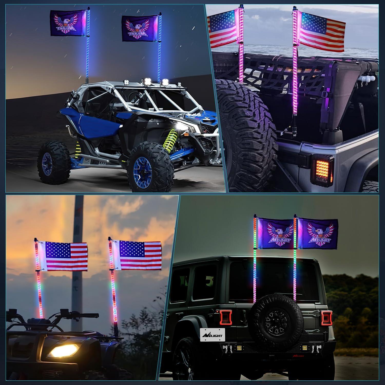 image:imageNilight 1PC 4FT Spiral RGB Led Whip Light with Spring Base Chasing Light RF Remote Control Lighted Antenna Whips for CanAm ATV UTV RZR Polaris Dune Buggy Offroad Truck 2 Years WarrantyRGB COBRemote APP Control
