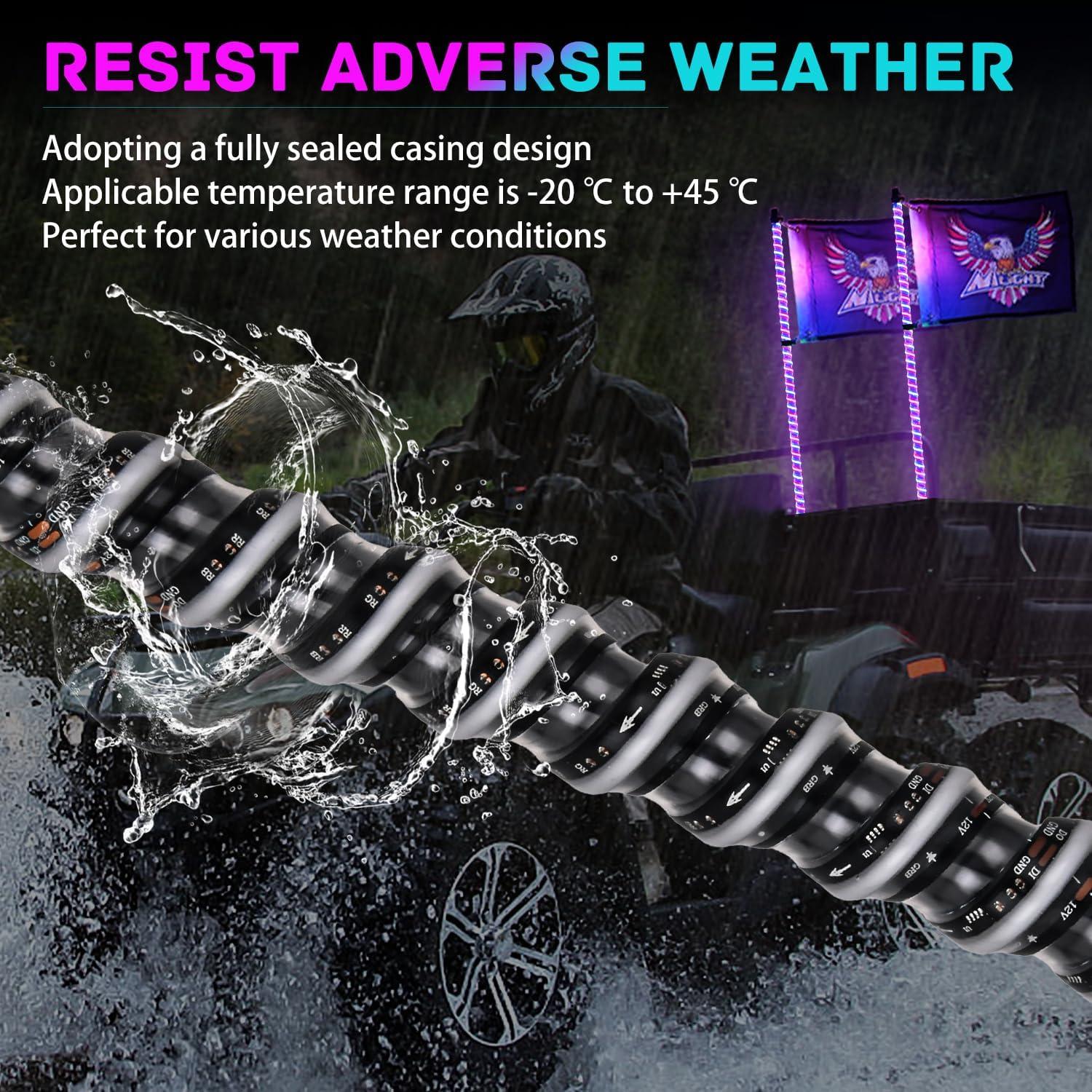 image:imageNilight 1PC 4FT Spiral RGB Led Whip Light with Spring Base Chasing Light RF Remote Control Lighted Antenna Whips for CanAm ATV UTV RZR Polaris Dune Buggy Offroad Truck 2 Years WarrantyRGB COBRemote APP Control