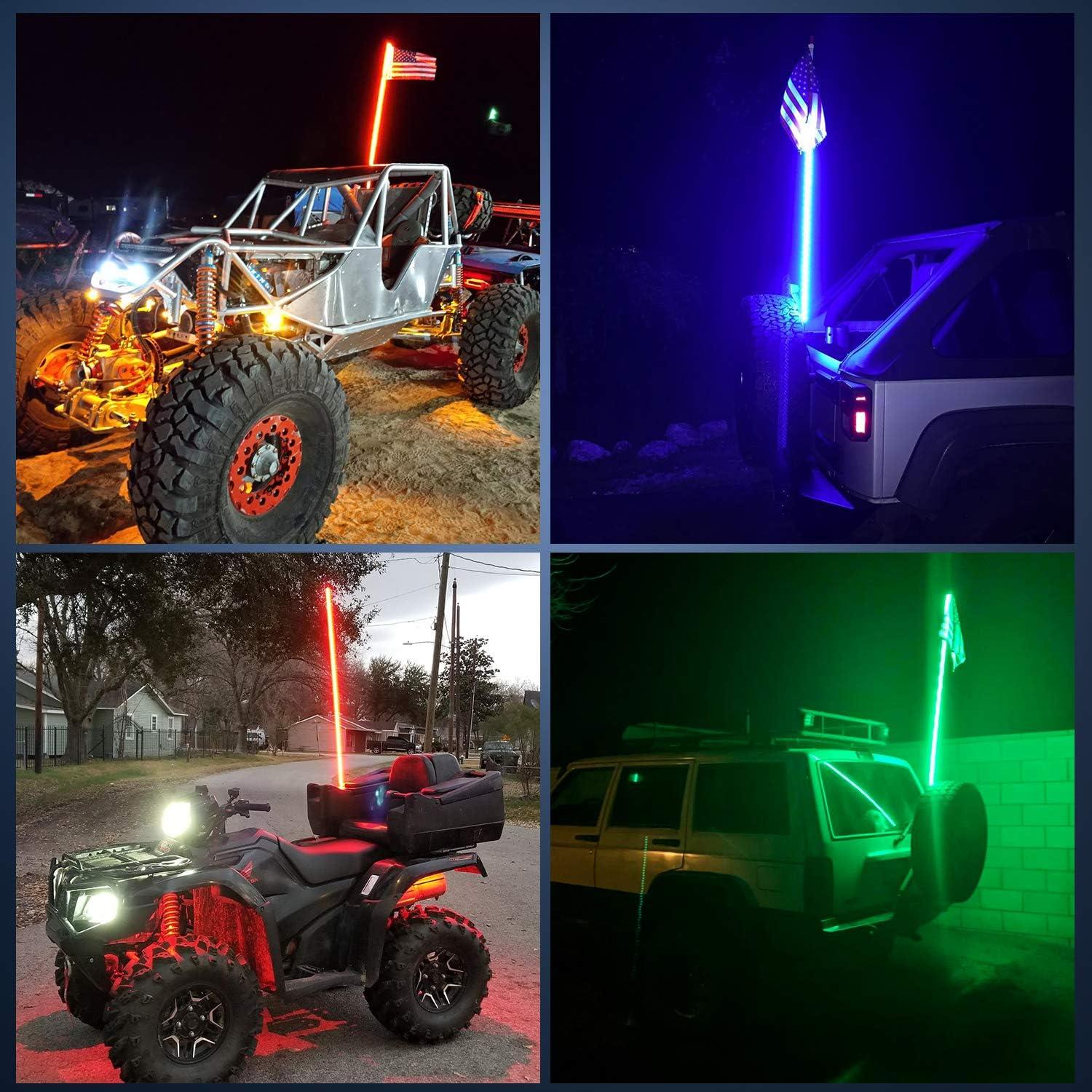 image:imageNilight 1PC 4FT Spiral RGB Led Whip Light with Spring Base Chasing Light RF Remote Control Lighted Antenna Whips for CanAm ATV UTV RZR Polaris Dune Buggy Offroad Truck 2 Years WarrantyRGBRemote Control