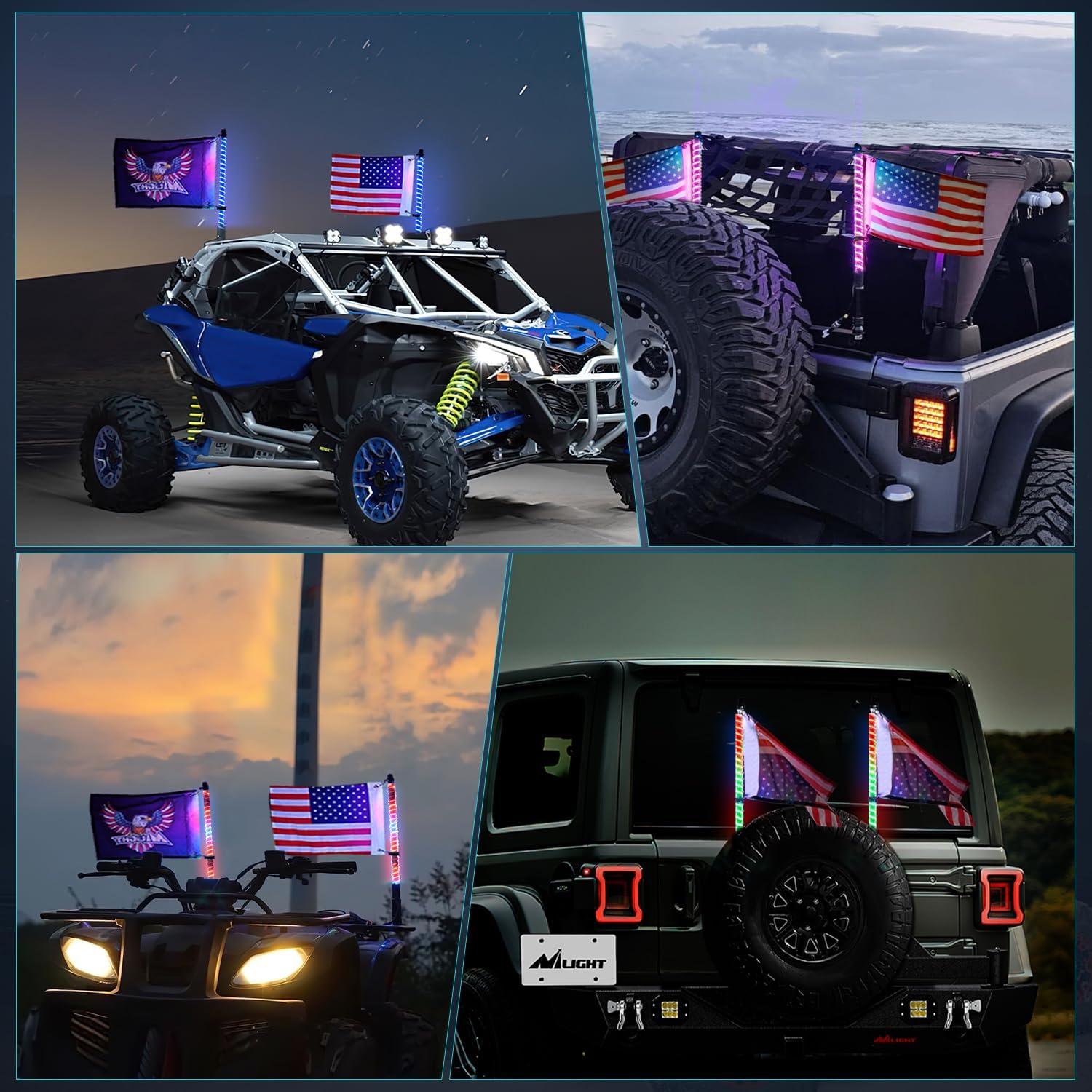 image:imageNilight 1PC 4FT Spiral RGB Led Whip Light with Spring Base Chasing Light RF Remote Control Lighted Antenna Whips for CanAm ATV UTV RZR Polaris Dune Buggy Offroad Truck 2 Years WarrantyRGB COBRemote APP Control