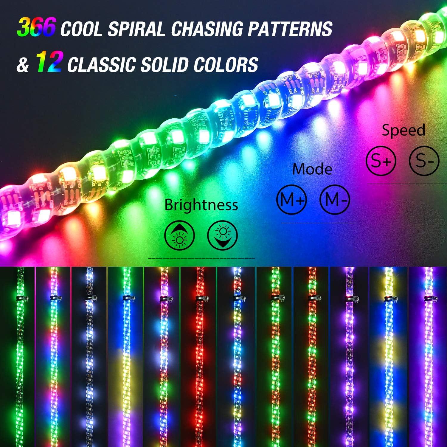 image:imageNilight 1PC 4FT Spiral RGB Led Whip Light with Spring Base Chasing Light RF Remote Control Lighted Antenna Whips for CanAm ATV UTV RZR Polaris Dune Buggy Offroad Truck 2 Years WarrantyRGBRemote Control