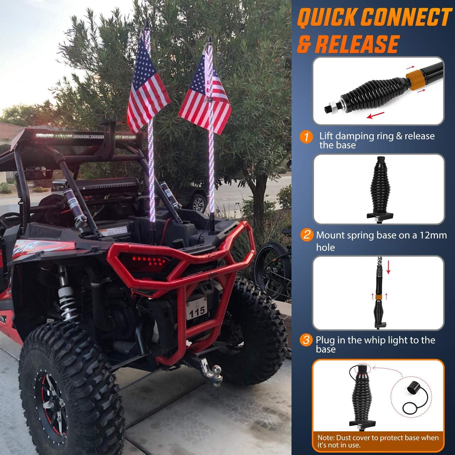 image:imageNilight 1PC 4FT Spiral RGB Led Whip Light with Spring Base Chasing Light RF Remote Control Lighted Antenna Whips for CanAm ATV UTV RZR Polaris Dune Buggy Offroad Truck 2 Years WarrantyRGBRemote Control