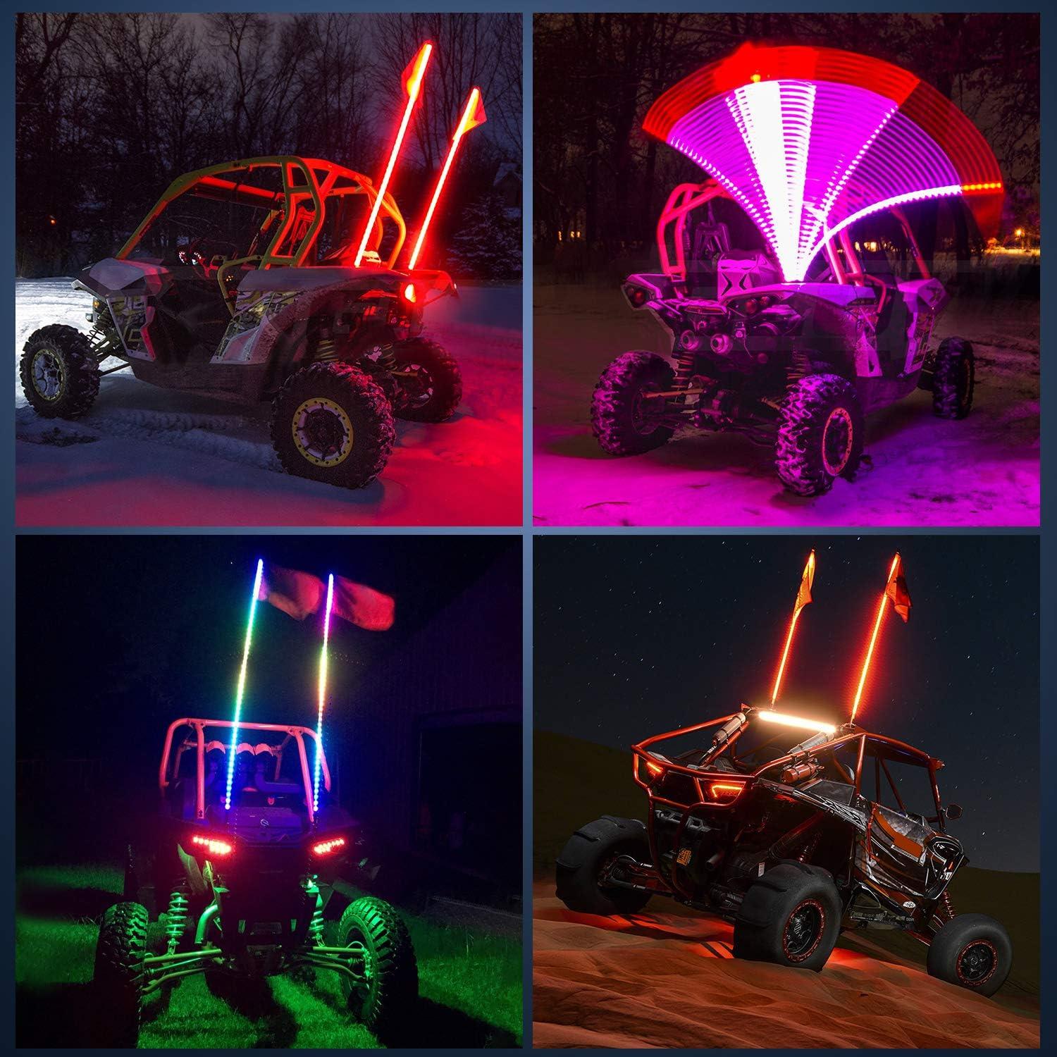 image:imageNilight 1PC 4FT Spiral RGB Led Whip Light with Spring Base Chasing Light RF Remote Control Lighted Antenna Whips for CanAm ATV UTV RZR Polaris Dune Buggy Offroad Truck 2 Years WarrantyRGBRemote Control