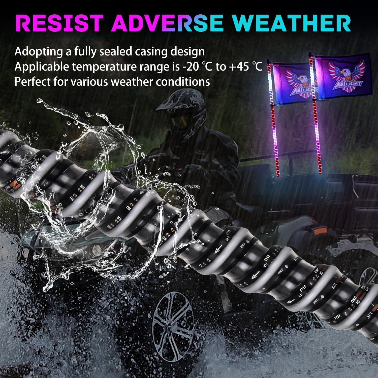 image:imageNilight 1PC 4FT Spiral RGB Led Whip Light with Spring Base Chasing Light RF Remote Control Lighted Antenna Whips for CanAm ATV UTV RZR Polaris Dune Buggy Offroad Truck 2 Years WarrantyRGB COBRemote APP Control