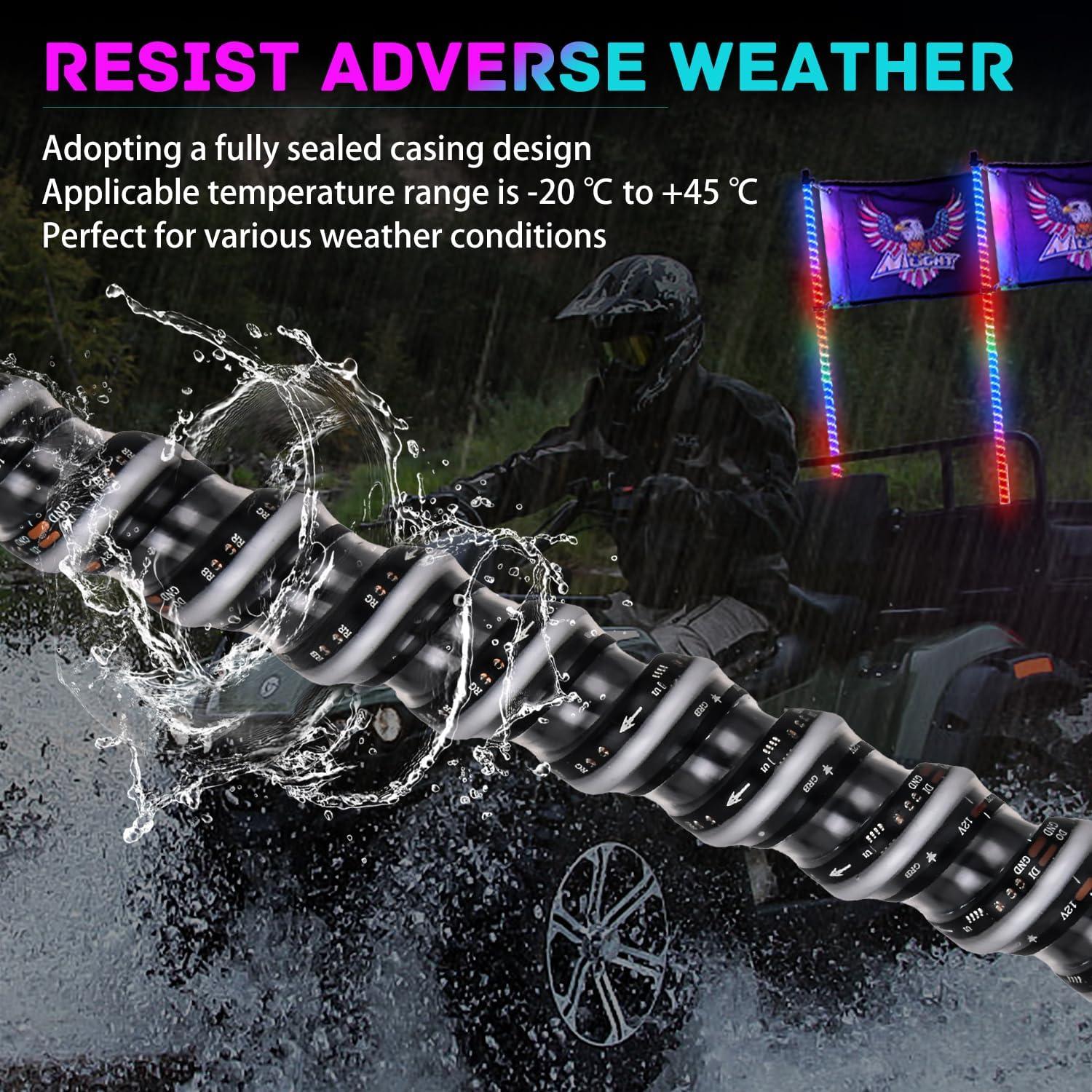 image:imageNilight 1PC 4FT Spiral RGB Led Whip Light with Spring Base Chasing Light RF Remote Control Lighted Antenna Whips for CanAm ATV UTV RZR Polaris Dune Buggy Offroad Truck 2 Years WarrantyRGB COBRemote APP Control