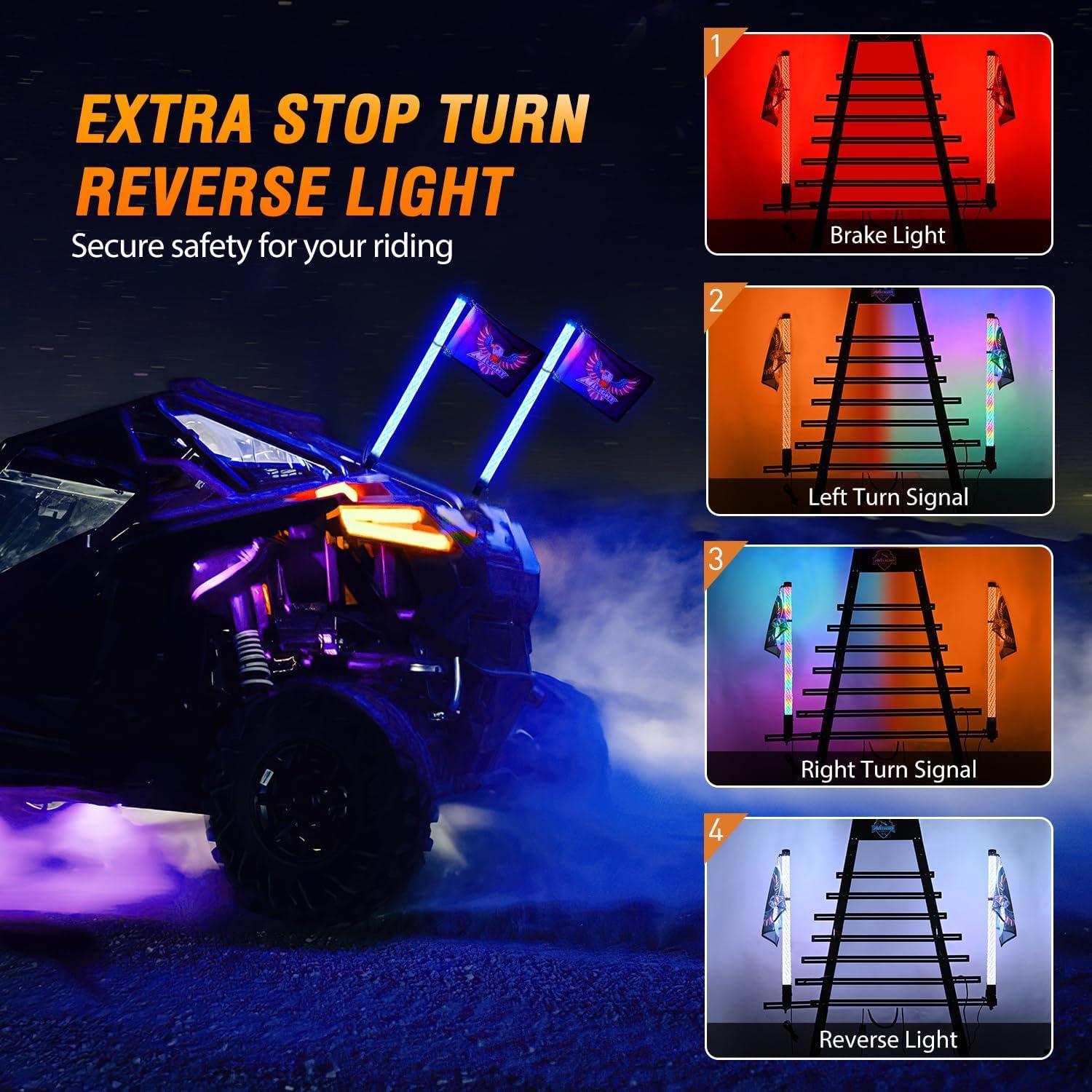 image:imageNilight 1PC 4FT Spiral RGB Led Whip Light with Spring Base Chasing Light RF Remote Control Lighted Antenna Whips for CanAm ATV UTV RZR Polaris Dune Buggy Offroad Truck 2 Years WarrantyRGB FatRemote APP Control