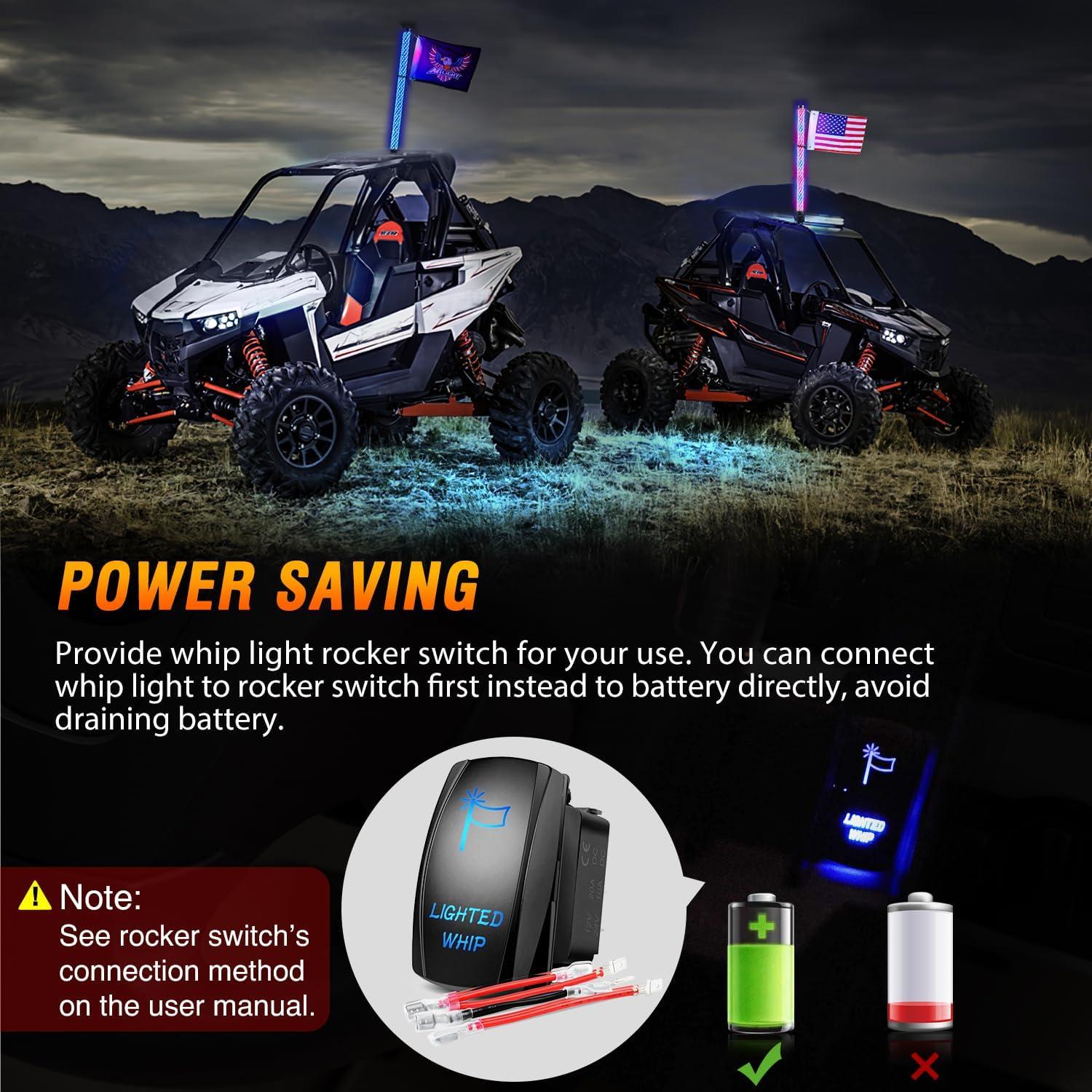 image:imageNilight 1PC 4FT Spiral RGB Led Whip Light with Spring Base Chasing Light RF Remote Control Lighted Antenna Whips for CanAm ATV UTV RZR Polaris Dune Buggy Offroad Truck 2 Years WarrantyRGB FatRemote APP Control