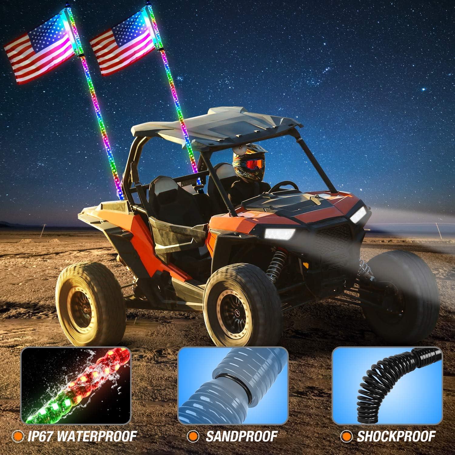 image:imageNilight 1PC 4FT Spiral RGB Led Whip Light with Spring Base Chasing Light RF Remote Control Lighted Antenna Whips for CanAm ATV UTV RZR Polaris Dune Buggy Offroad Truck 2 Years WarrantyRGBRemote Control