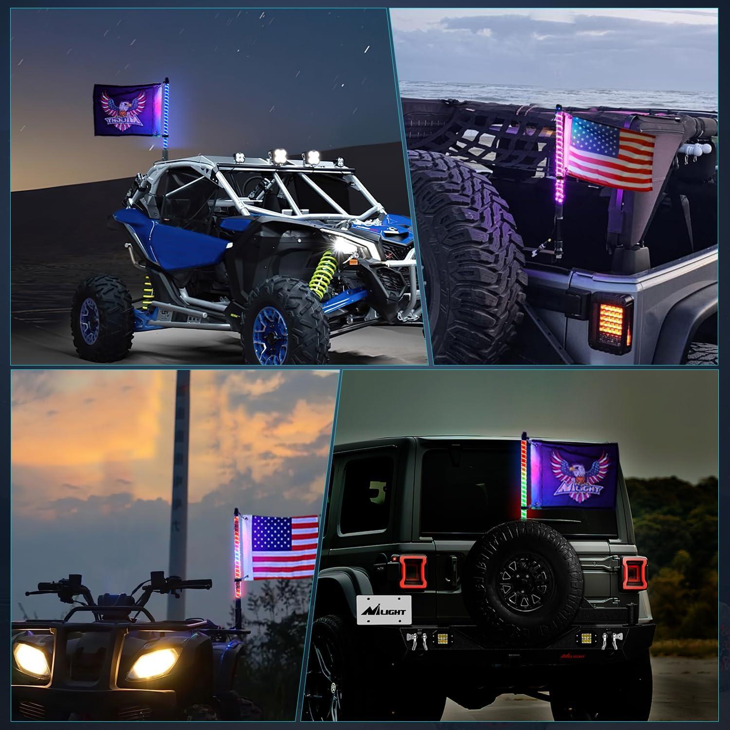 image:imageNilight 1PC 4FT Spiral RGB Led Whip Light with Spring Base Chasing Light RF Remote Control Lighted Antenna Whips for CanAm ATV UTV RZR Polaris Dune Buggy Offroad Truck 2 Years WarrantyRGB COBRemote APP Control