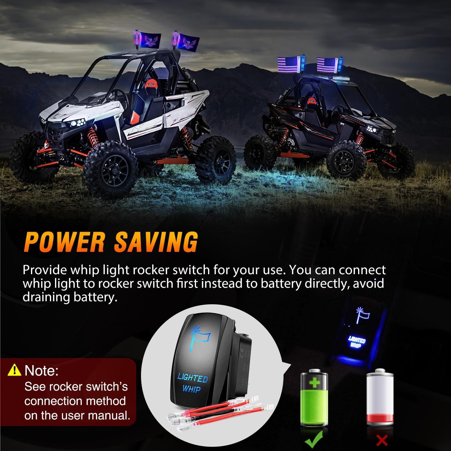 image:imageNilight 1PC 4FT Spiral RGB Led Whip Light with Spring Base Chasing Light RF Remote Control Lighted Antenna Whips for CanAm ATV UTV RZR Polaris Dune Buggy Offroad Truck 2 Years WarrantyRGB FatRemote APP Control