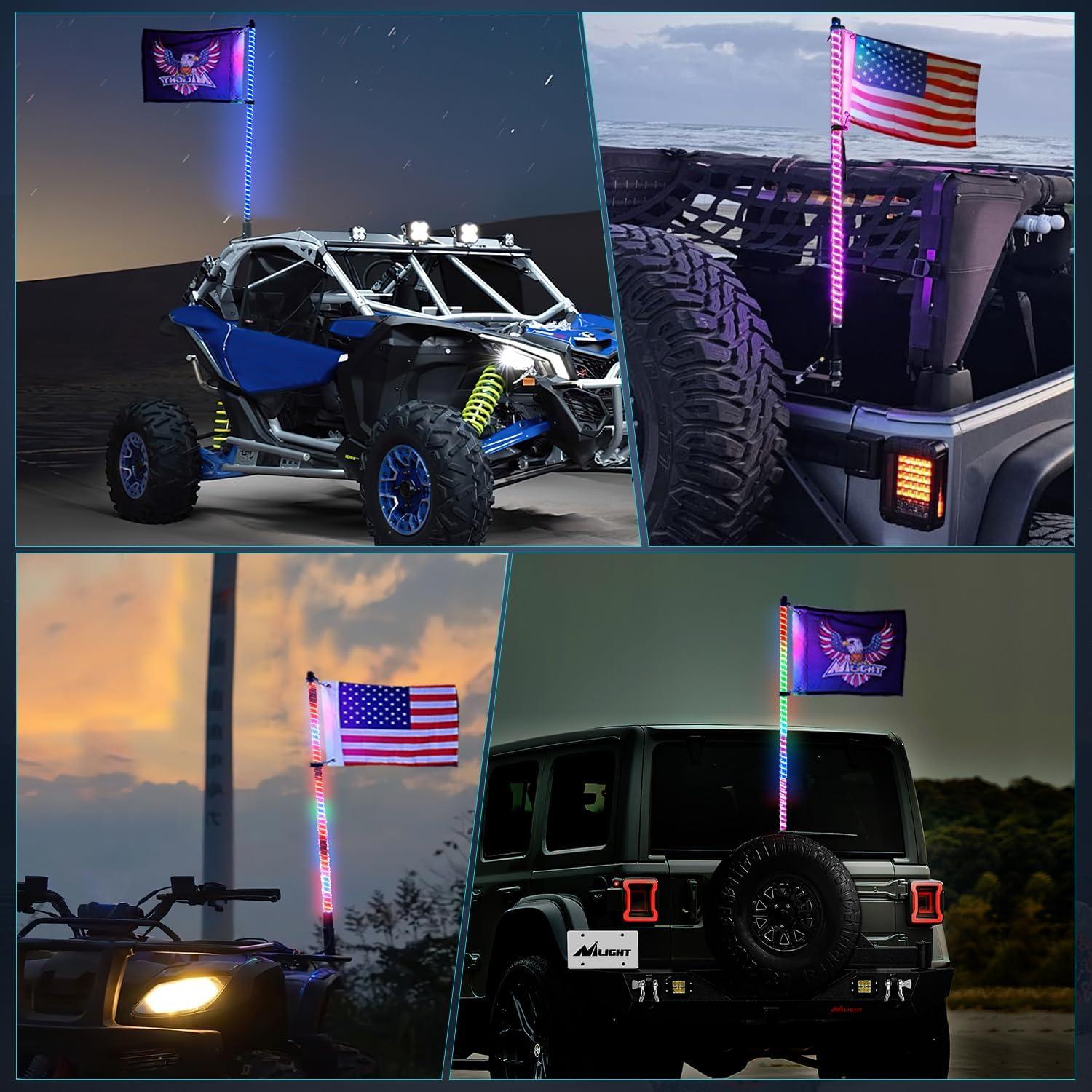 image:imageNilight 1PC 4FT Spiral RGB Led Whip Light with Spring Base Chasing Light RF Remote Control Lighted Antenna Whips for CanAm ATV UTV RZR Polaris Dune Buggy Offroad Truck 2 Years WarrantyRGB COBRemote APP Control