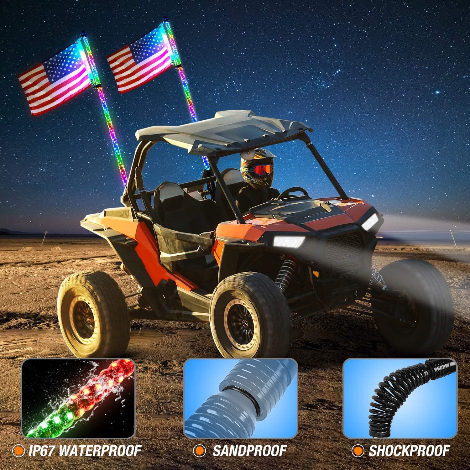 image:imageNilight 1PC 4FT Spiral RGB Led Whip Light with Spring Base Chasing Light RF Remote Control Lighted Antenna Whips for CanAm ATV UTV RZR Polaris Dune Buggy Offroad Truck 2 Years WarrantyRGBRemote Control