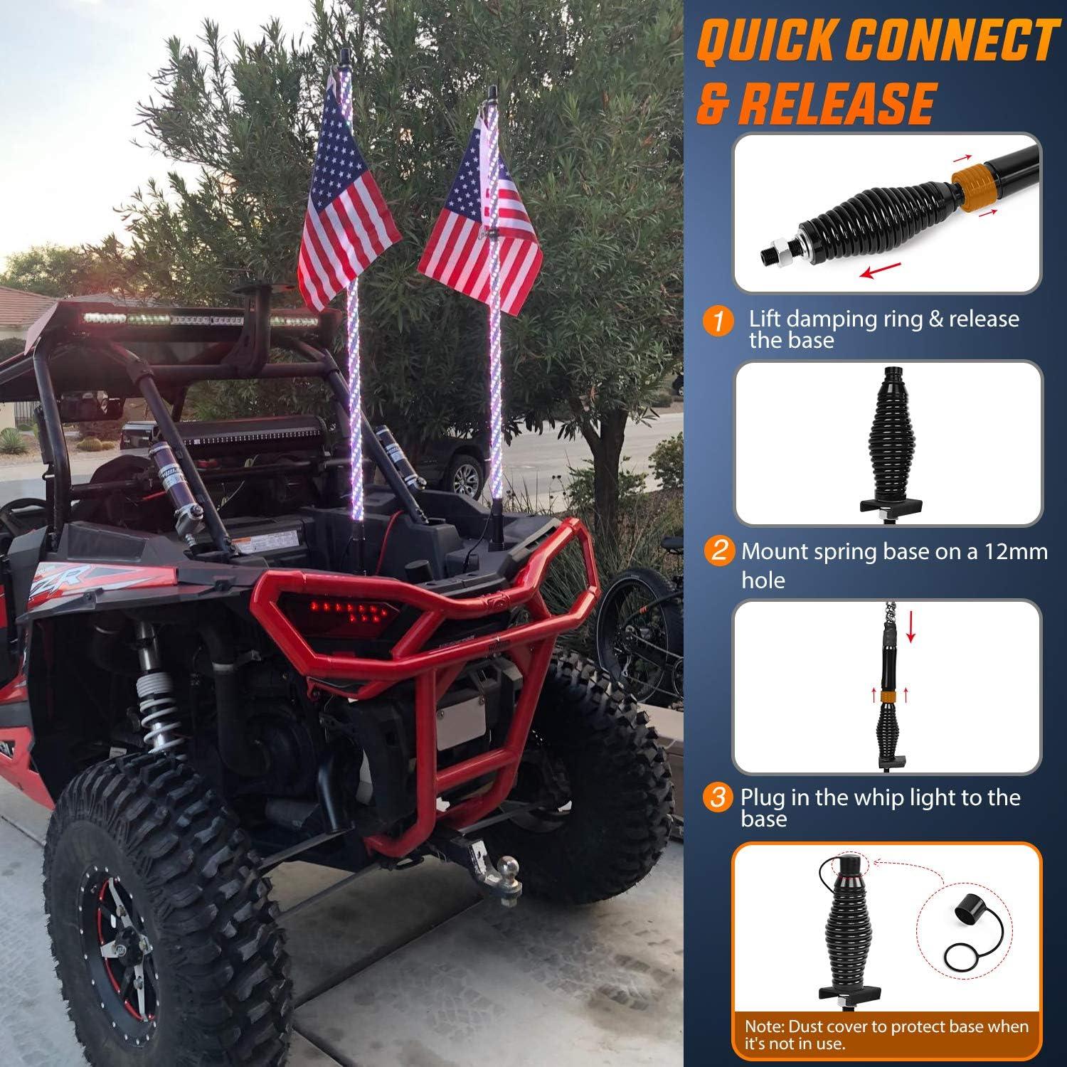 image:imageNilight 1PC 4FT Spiral RGB Led Whip Light with Spring Base Chasing Light RF Remote Control Lighted Antenna Whips for CanAm ATV UTV RZR Polaris Dune Buggy Offroad Truck 2 Years WarrantyRGBRemote Control