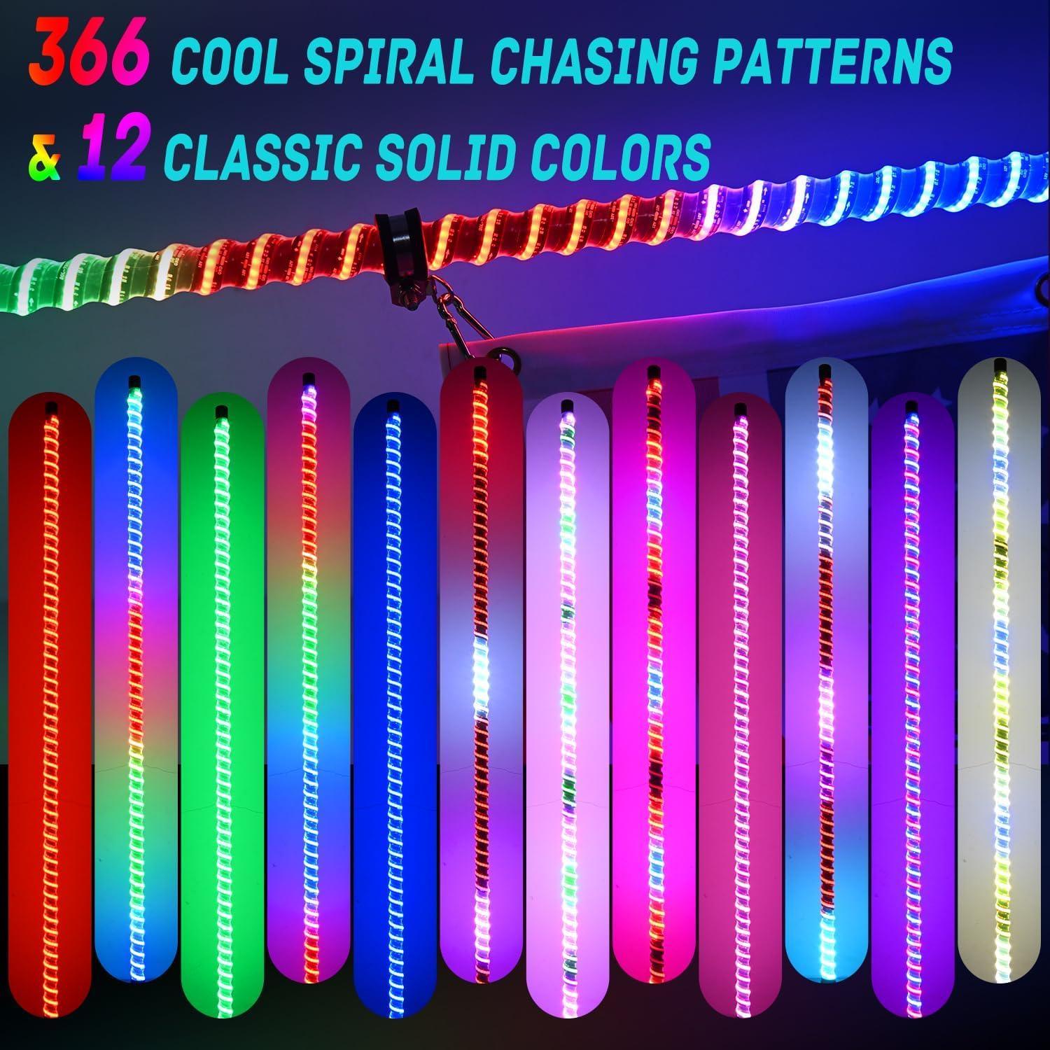 image:imageNilight 1PC 4FT Spiral RGB Led Whip Light with Spring Base Chasing Light RF Remote Control Lighted Antenna Whips for CanAm ATV UTV RZR Polaris Dune Buggy Offroad Truck 2 Years WarrantyRGB COBRemote APP Control