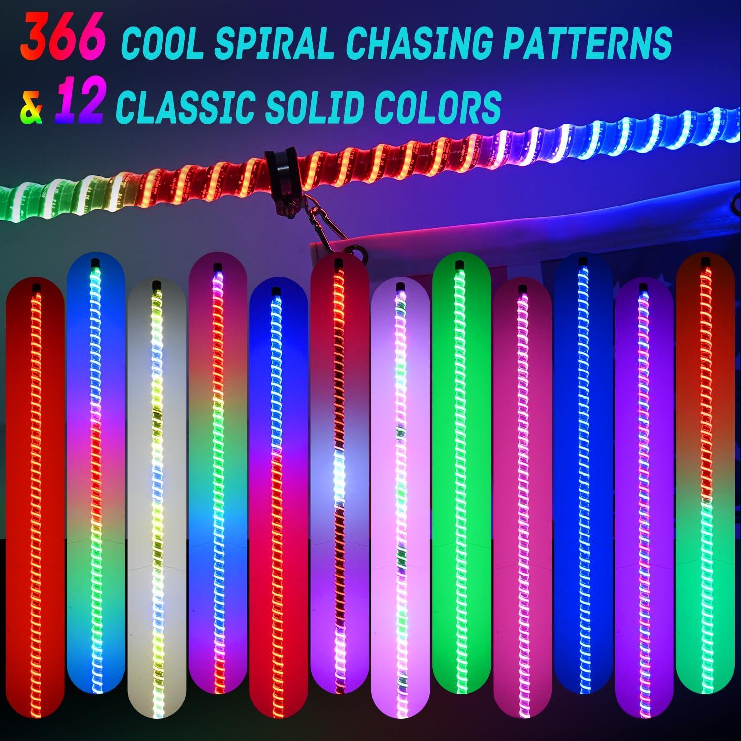 image:imageNilight 1PC 4FT Spiral RGB Led Whip Light with Spring Base Chasing Light RF Remote Control Lighted Antenna Whips for CanAm ATV UTV RZR Polaris Dune Buggy Offroad Truck 2 Years WarrantyRGB COBRemote APP Control