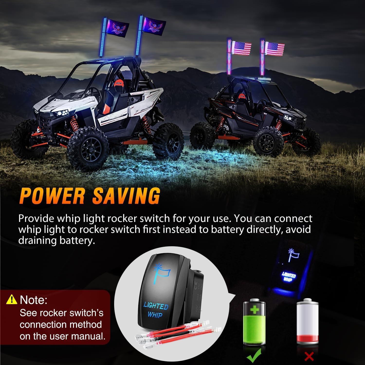 image:imageNilight 1PC 4FT Spiral RGB Led Whip Light with Spring Base Chasing Light RF Remote Control Lighted Antenna Whips for CanAm ATV UTV RZR Polaris Dune Buggy Offroad Truck 2 Years WarrantyRGB FatRemote APP Control