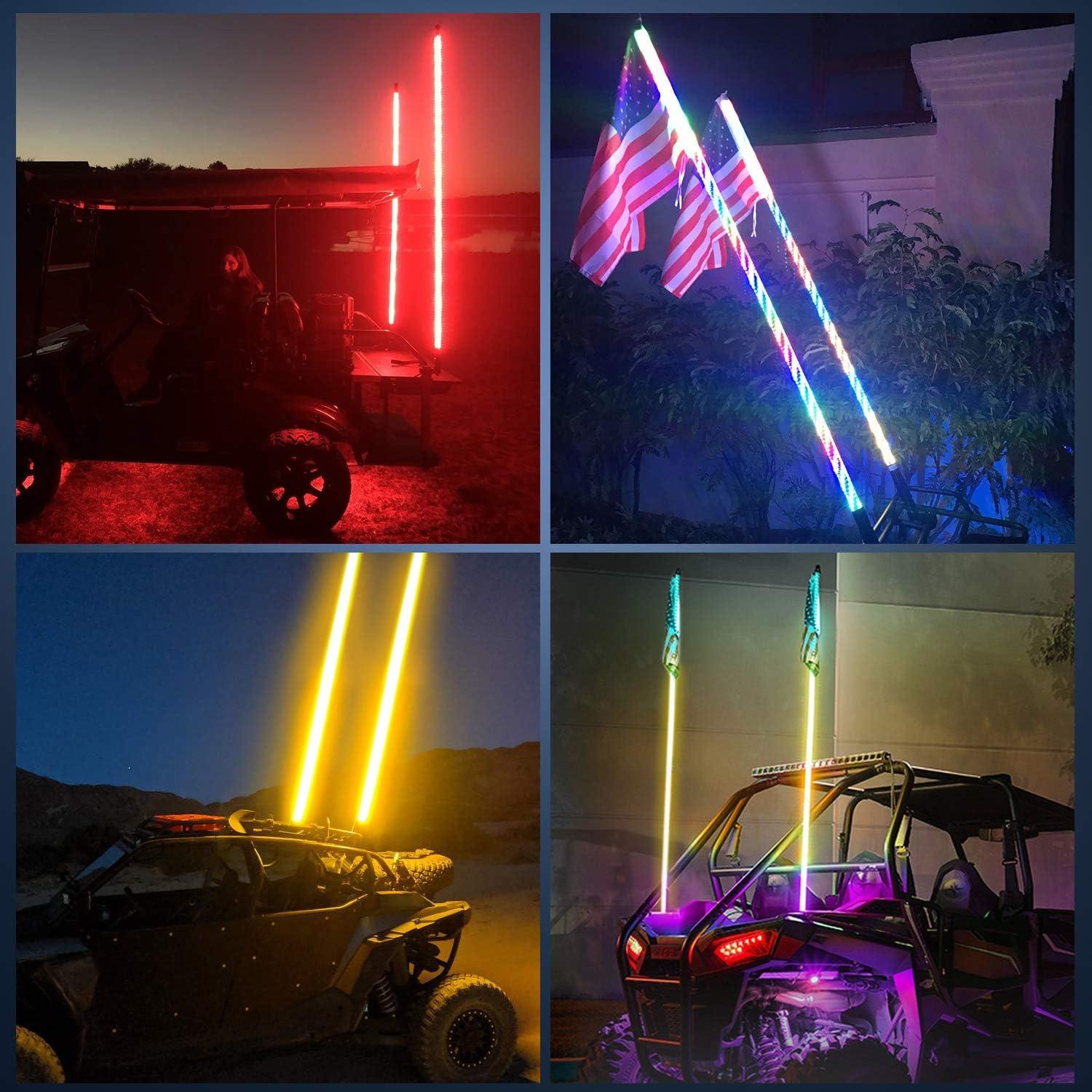image:imageNilight 1PC 4FT Spiral RGB Led Whip Light with Spring Base Chasing Light RF Remote Control Lighted Antenna Whips for CanAm ATV UTV RZR Polaris Dune Buggy Offroad Truck 2 Years WarrantyRGBRemote Control