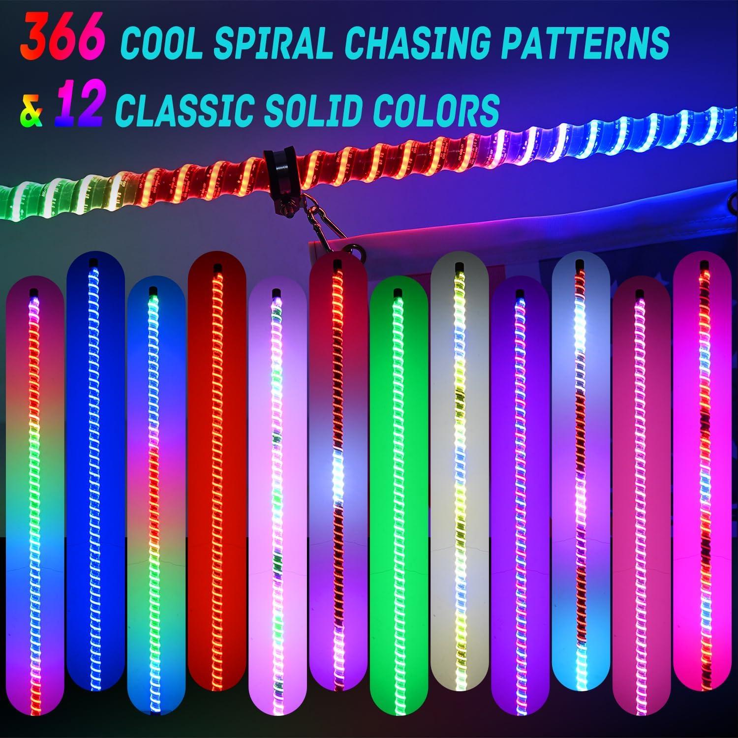 image:imageNilight 1PC 4FT Spiral RGB Led Whip Light with Spring Base Chasing Light RF Remote Control Lighted Antenna Whips for CanAm ATV UTV RZR Polaris Dune Buggy Offroad Truck 2 Years WarrantyRGB COBRemote APP Control