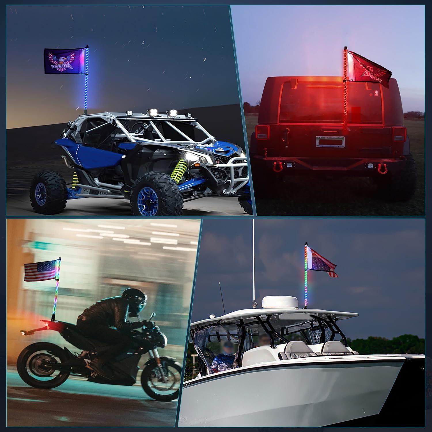 image:imageNilight 1PC 4FT Spiral RGB Led Whip Light with Spring Base Chasing Light RF Remote Control Lighted Antenna Whips for CanAm ATV UTV RZR Polaris Dune Buggy Offroad Truck 2 Years WarrantyRGB COBRemote APP Control