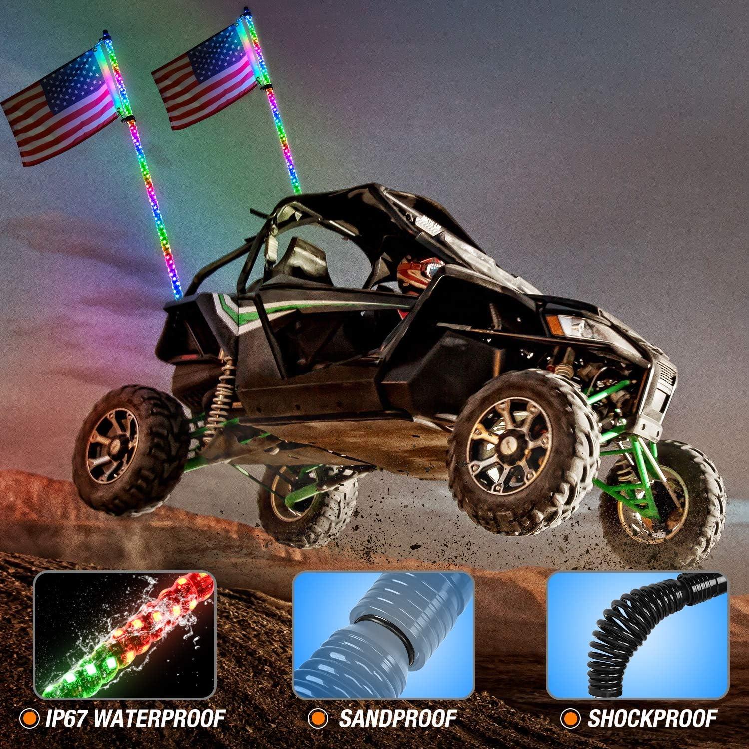 image:imageNilight 1PC 4FT Spiral RGB Led Whip Light with Spring Base Chasing Light RF Remote Control Lighted Antenna Whips for CanAm ATV UTV RZR Polaris Dune Buggy Offroad Truck 2 Years WarrantyRGBRemote Control