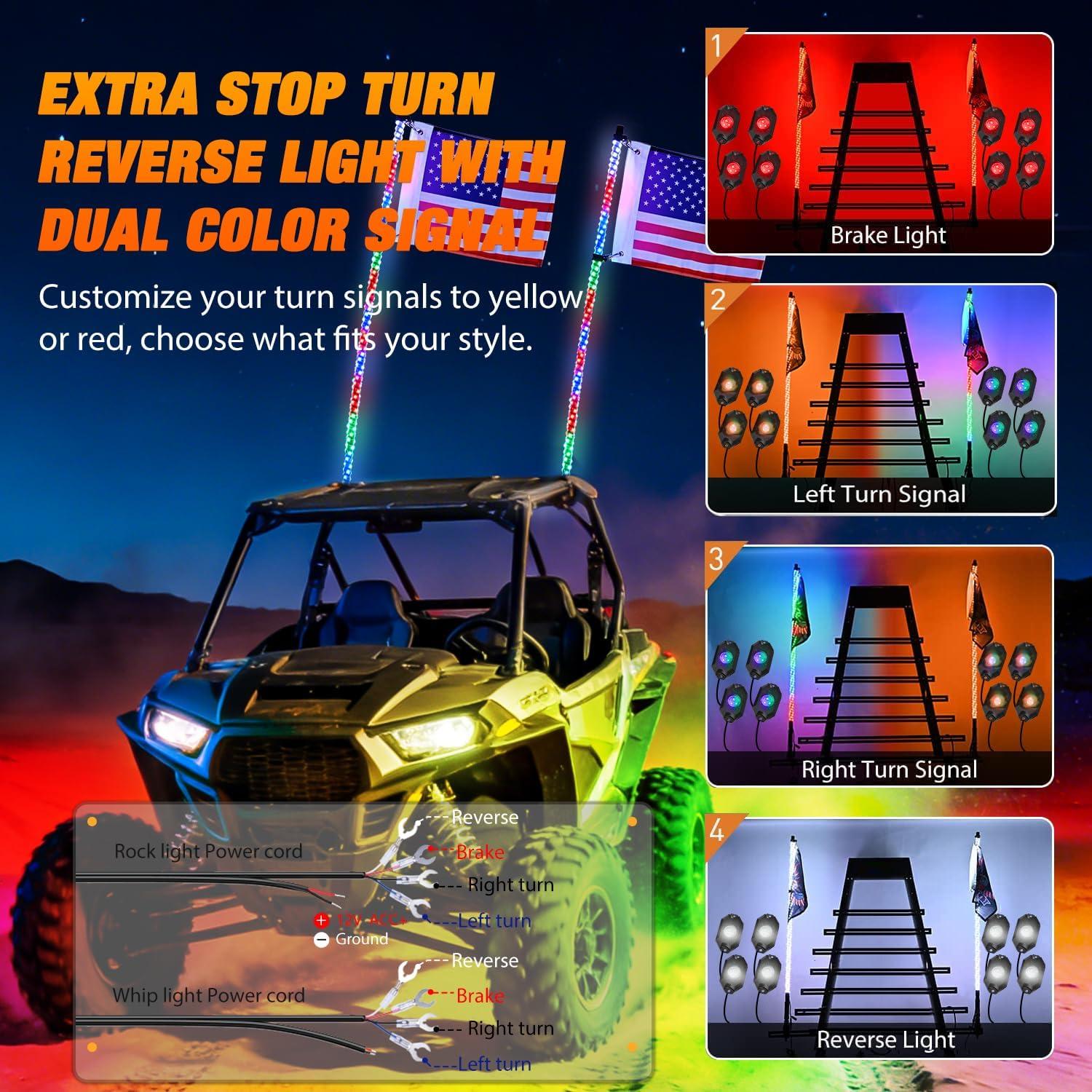 image:imageNilight 1PC 4FT Spiral RGB Led Whip Light with Spring Base Chasing Light RF Remote Control Lighted Antenna Whips for CanAm ATV UTV RZR Polaris Dune Buggy Offroad Truck 2 Years WarrantyRGBRemote APP Control